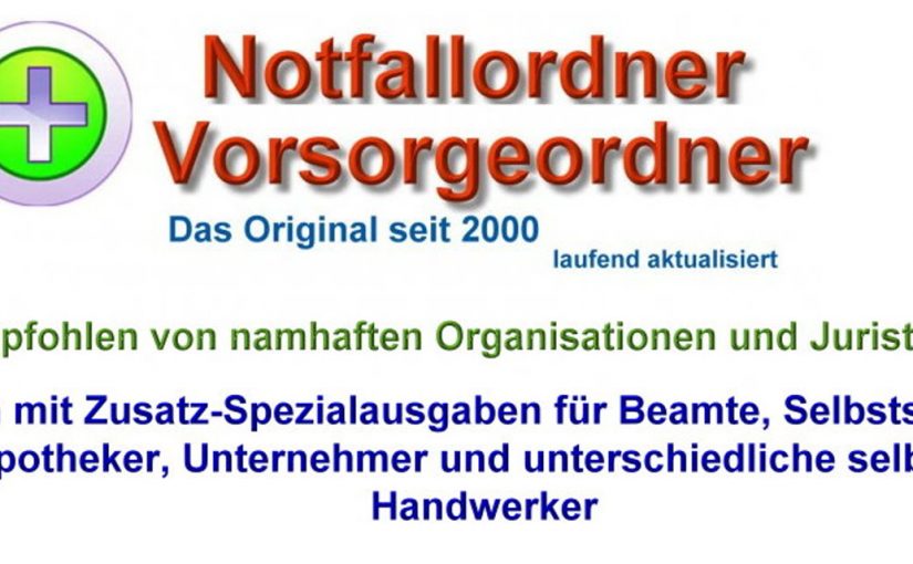 Notfallordner Vorsorgeordner Notfallmappe Vorsorgemappe Notfallplan Notfallkoffer -www.notfallordner-vorsorgeordner.de
