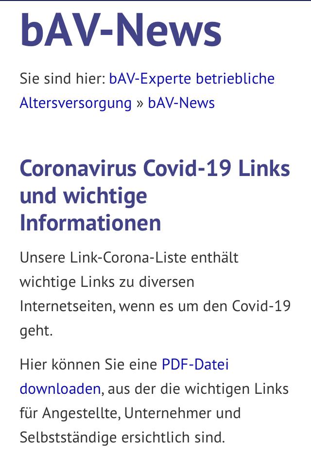 coronavirus betriebliche Altersversorgung bAV